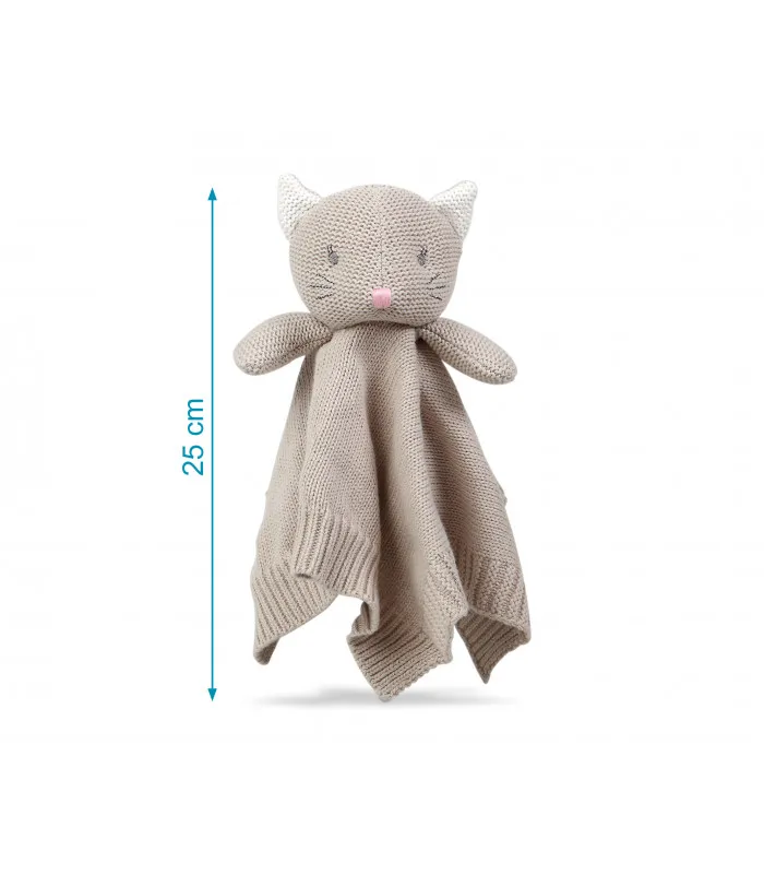KIOKIDS DOUDOU IN COTONE 100% GATTINO GRIGIO 25 CM. ECO FRIENDLY IN SCATOLA