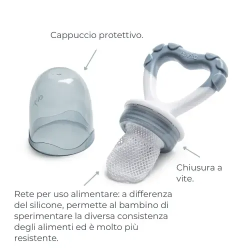 NUVITA SUCCHIETTO MANGIAFRUTTA E MASSAGGIAGENGIVE 2 IN 1 FLAVORILLO 6 MESI + - immagine 6