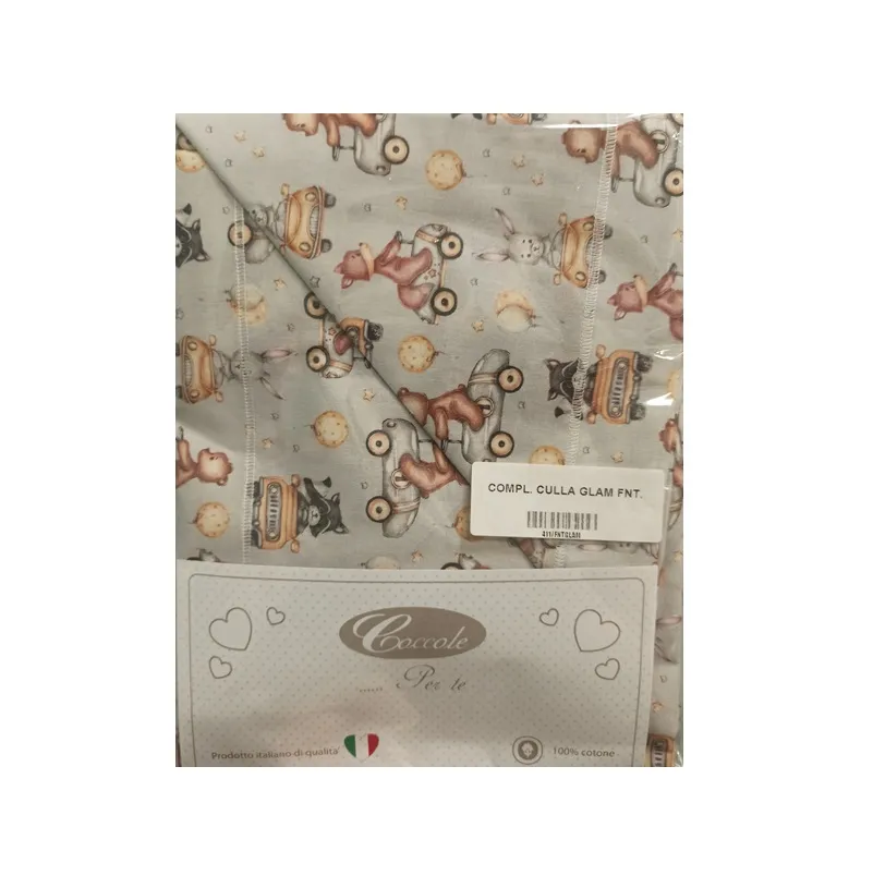 COCCOLE SET LENZUOLA STAMPATE PER CULLA GLAM DI AZZURRA DESIGN X MATERASSI 65 X 75 - immagine 2