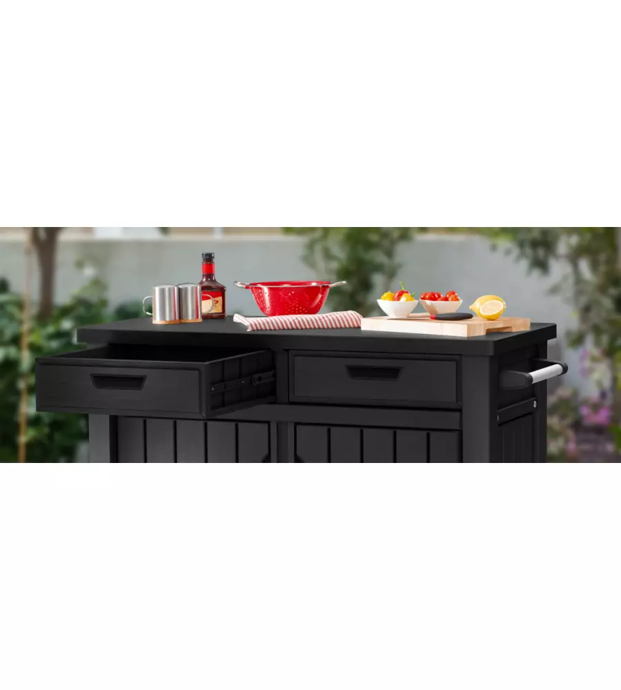 Tavolino per barbecue keter “unity xl” colore grafite, 125,5×51,5×90 cm - immagine 4