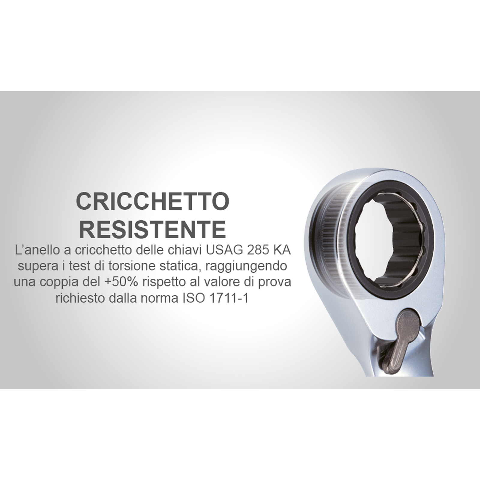 Serie 5 Chiavi Combinate con Cricchetto USAG dalla 8 alla 19mm Forchetta 15° in Acciaio 285 KA/SE5 - immagine 6