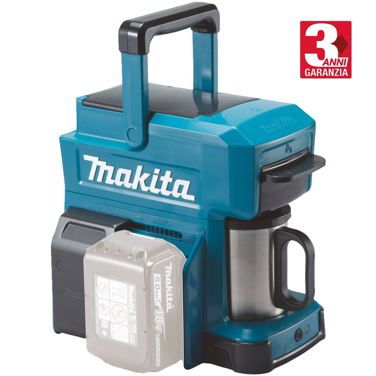 Macchina Caffè Americano a Batteria 12V 18V MAKITA Portatile Cantiere Tazza Alluminio DCM501Z