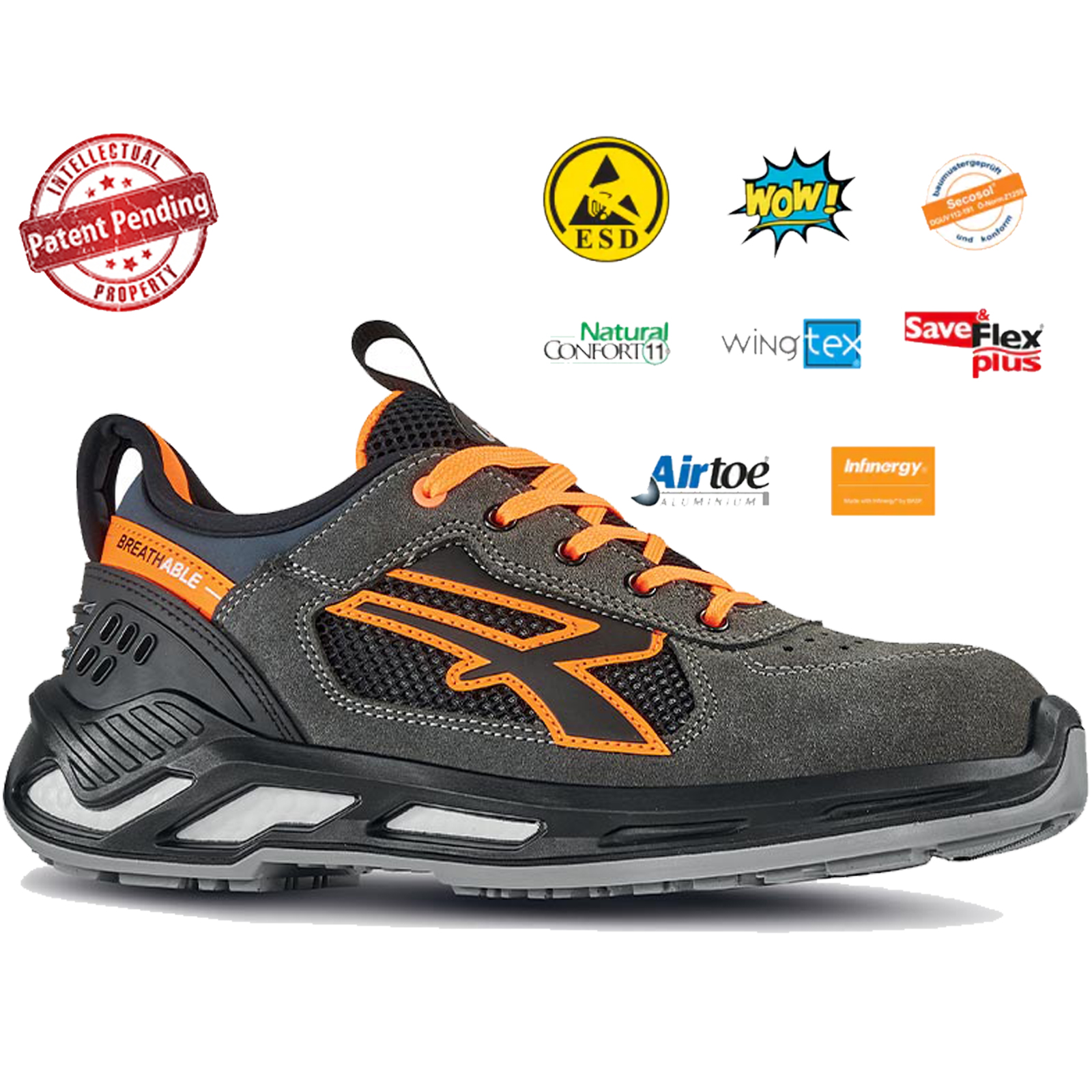 Scarpe Antinfortunistiche Basse Leggere da Lavoro U-POWER Red 360 Uomo Donna RYDER S1P - immagine 2