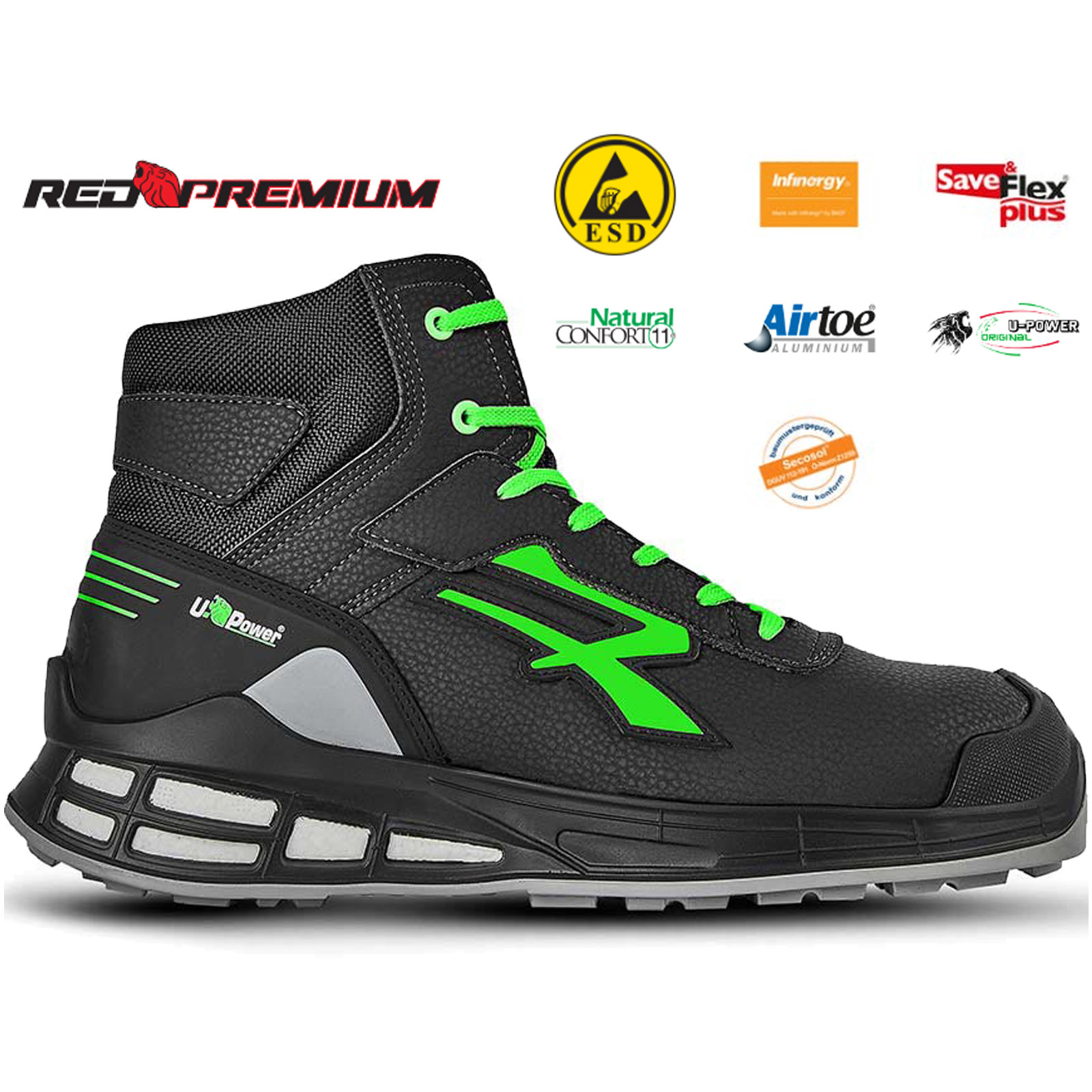 Scarpe Antinfortunistica Alte da Lavoro U-Power Microfibra da Uomo Donna KENT S3 - immagine 2