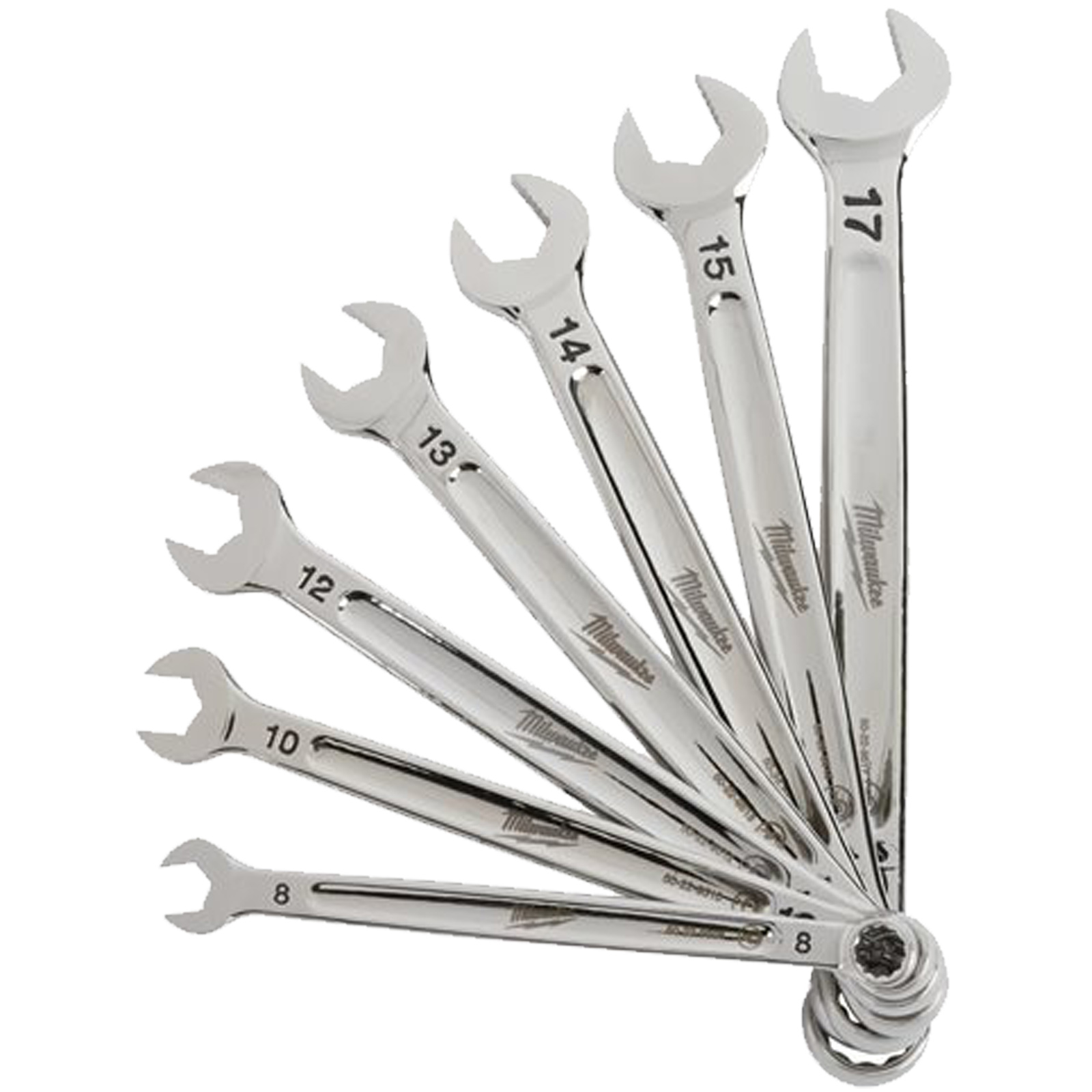 Serie 7 Chiavi Combinate Fisse Stella MILWAUKEE Forchetta Poligonali MAX BITE™ dalla 8 alla 17 con Supporto 4932464257 - immagine 3